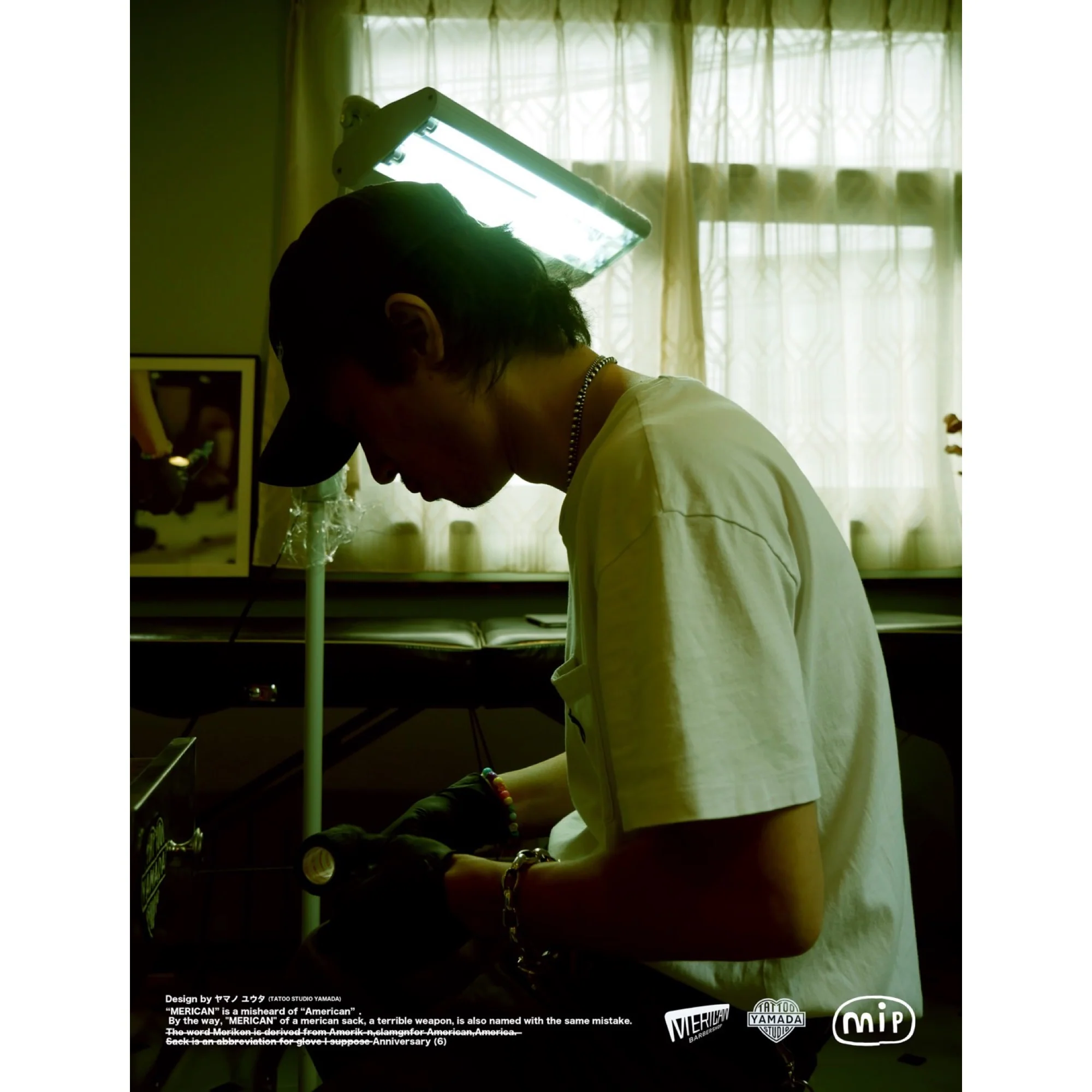 TATTOO STUDIO YAMADA x MERICAN BARBERSHOP / MERICAN (6) TEE 2024 NON-BINARY VER.