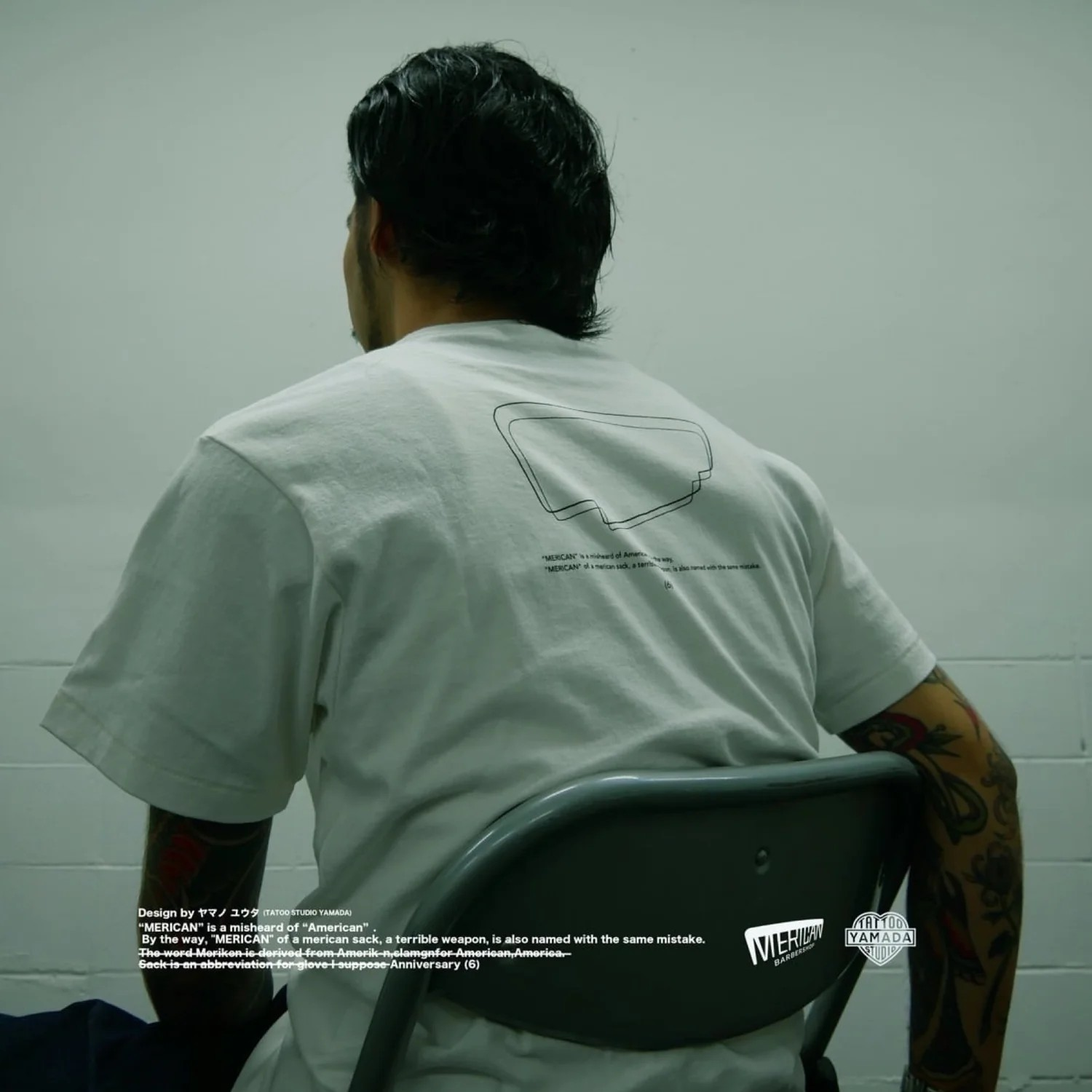 TATTOO STUDIO YAMADA x MERICAN BARBERSHOP / MERICAN (6) TEE 2024 NON-BINARY VER.
