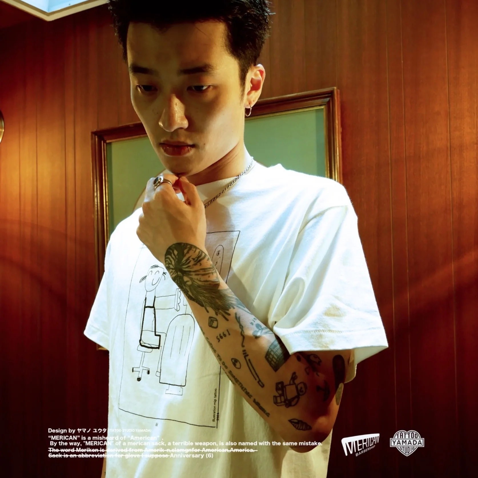 TATTOO STUDIO YAMADA x MERICAN BARBERSHOP / MERICAN (6) TEE 2024 NON-BINARY VER.