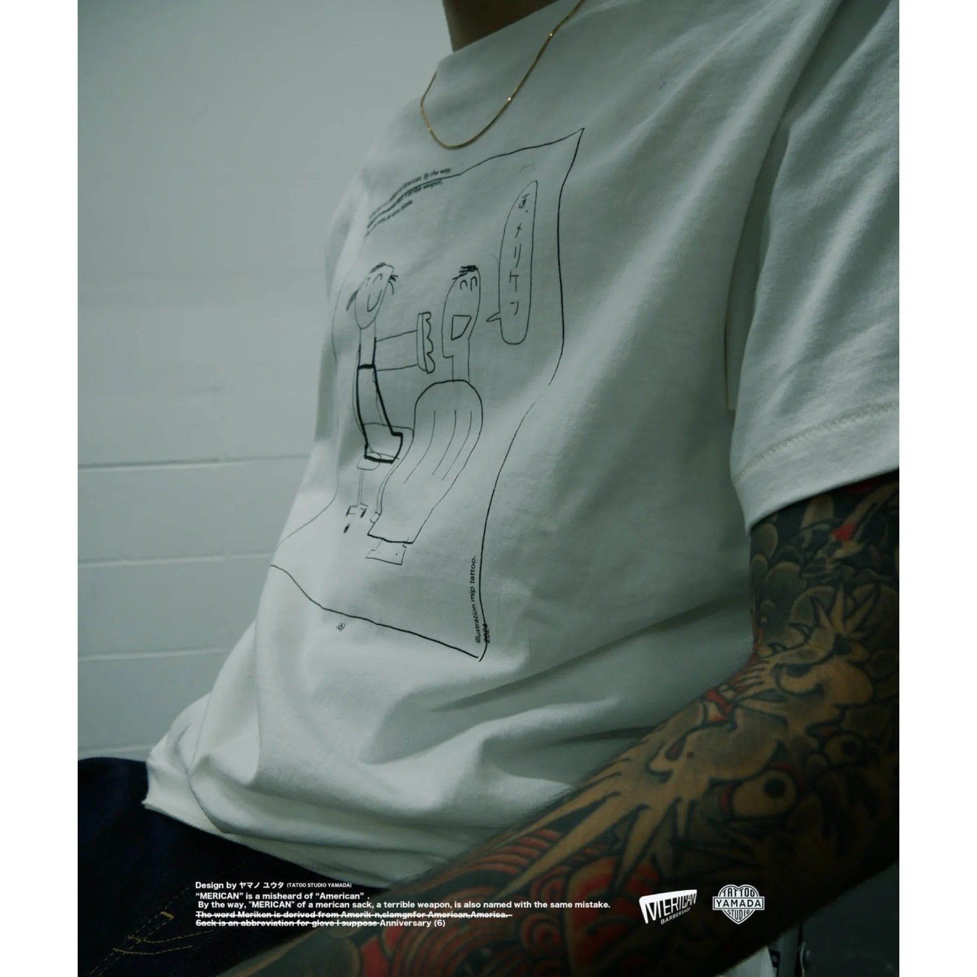 TATTOO STUDIO YAMADA x MERICAN BARBERSHOP / MERICAN (6) TEE 2024 NON-BINARY VER.