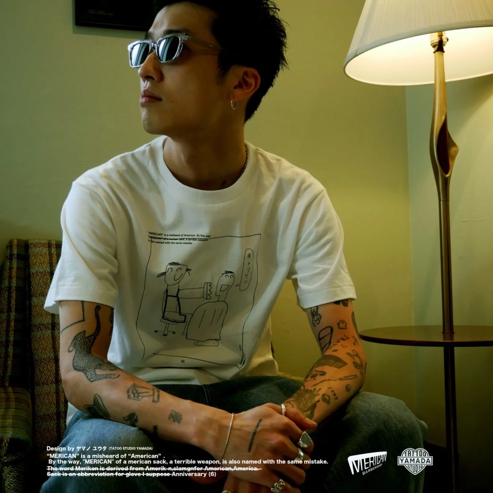 TATTOO STUDIO YAMADA x MERICAN BARBERSHOP / MERICAN (6) TEE 2024 NON-BINARY VER.