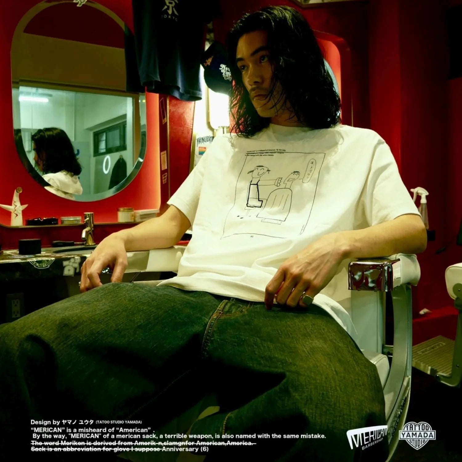 TATTOO STUDIO YAMADA x MERICAN BARBERSHOP / MERICAN (6) TEE 2024 NON-BINARY VER.